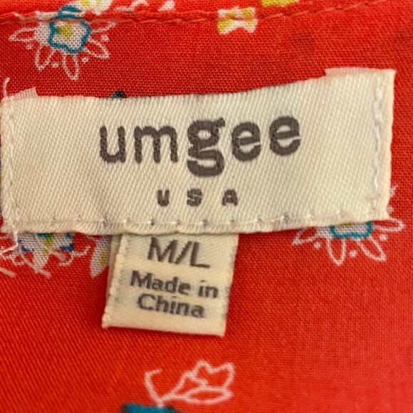 Umgee Orange Turquoise Medallion Print Kimono Lace Fringe Size M/L Boho Casual - Picture 7 of 7